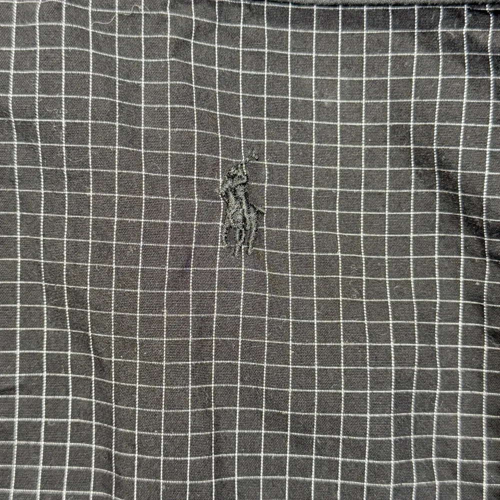 Polo Ralph Lauren Pajama Top Sleepwear Button Up Black Grid‎ Check L